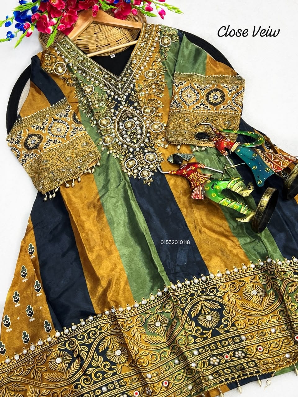 Farshi Salwar 3 Piece Dress – Heavy Crushed Chinon Silk