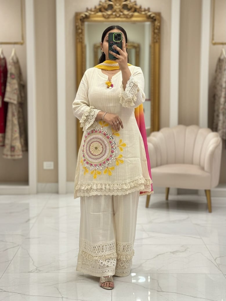 Brown Anarkali Suit with Bandhani Dupatta