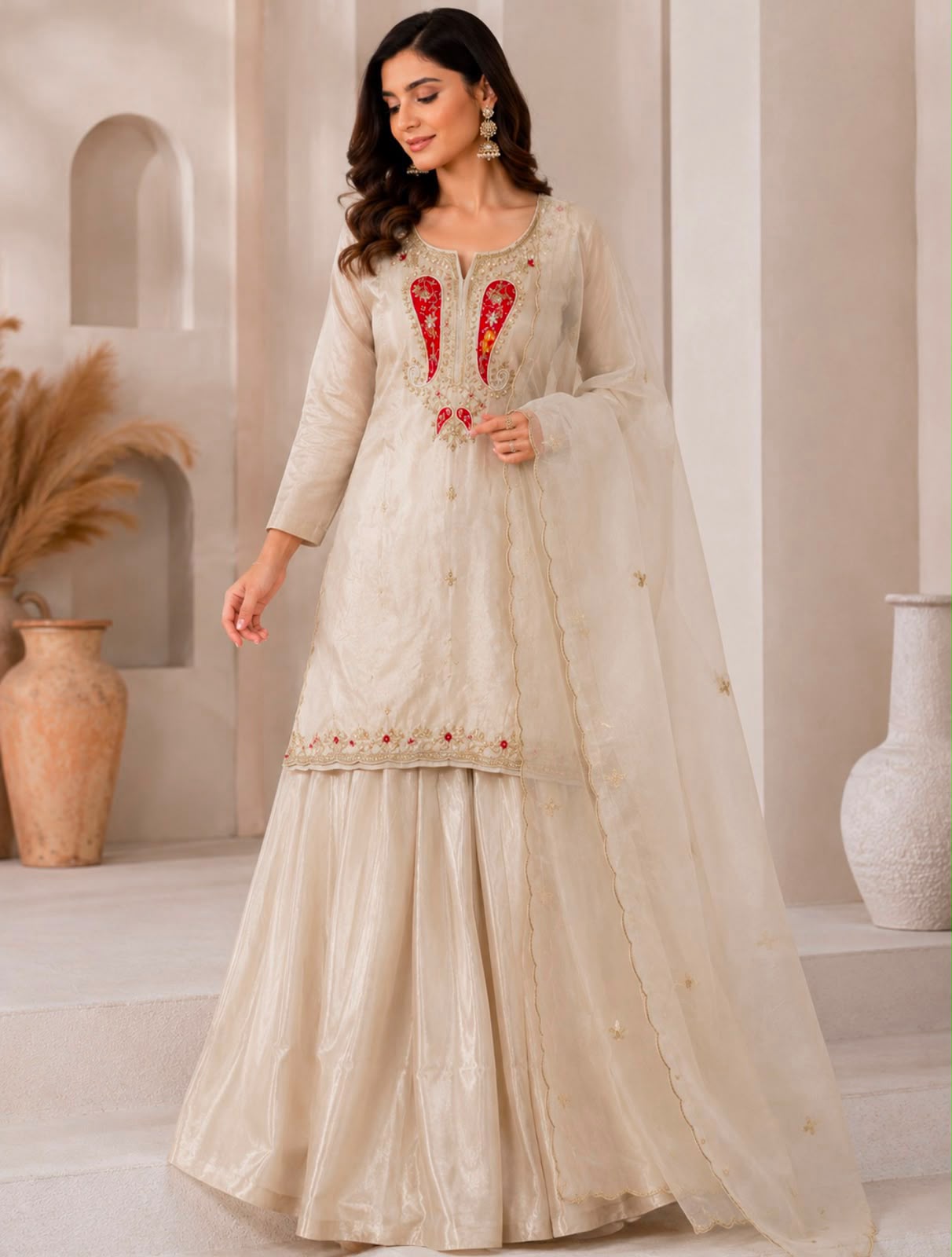 Premium Tissue Sharara Set