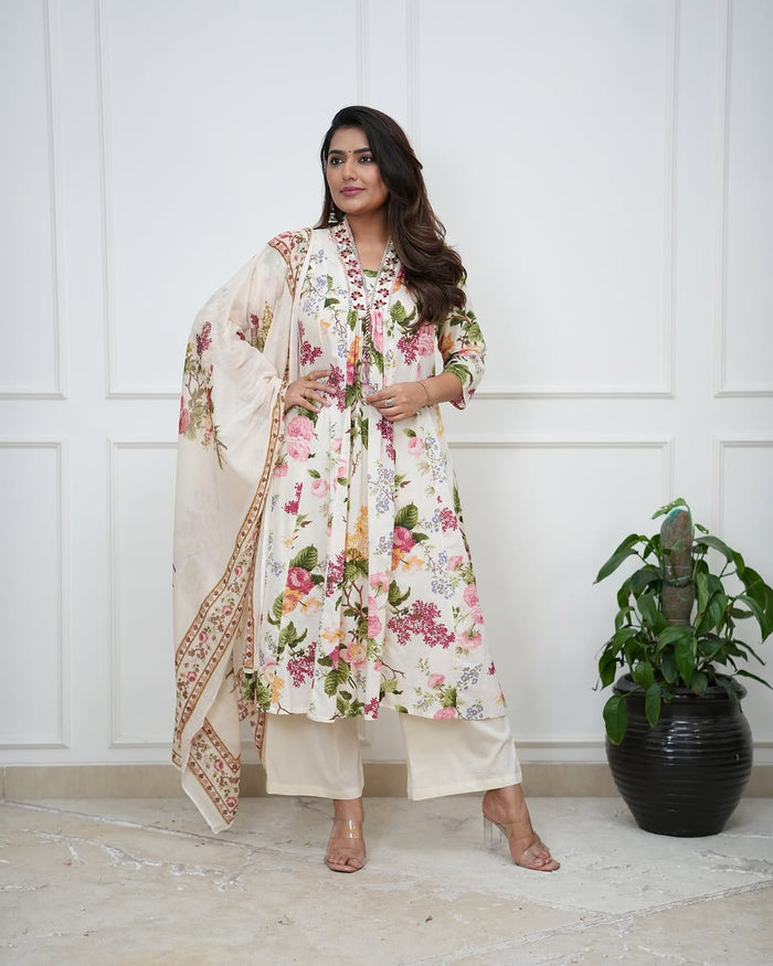 Elegant cotton Anarkali kurti set