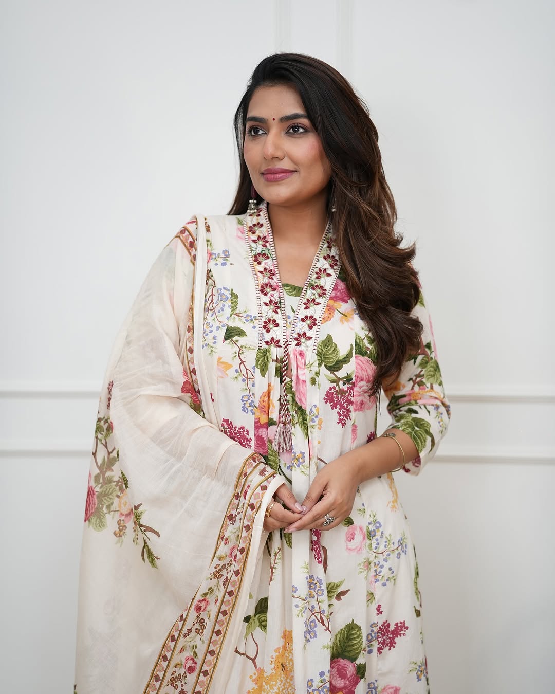 Elegant cotton Anarkali kurti set