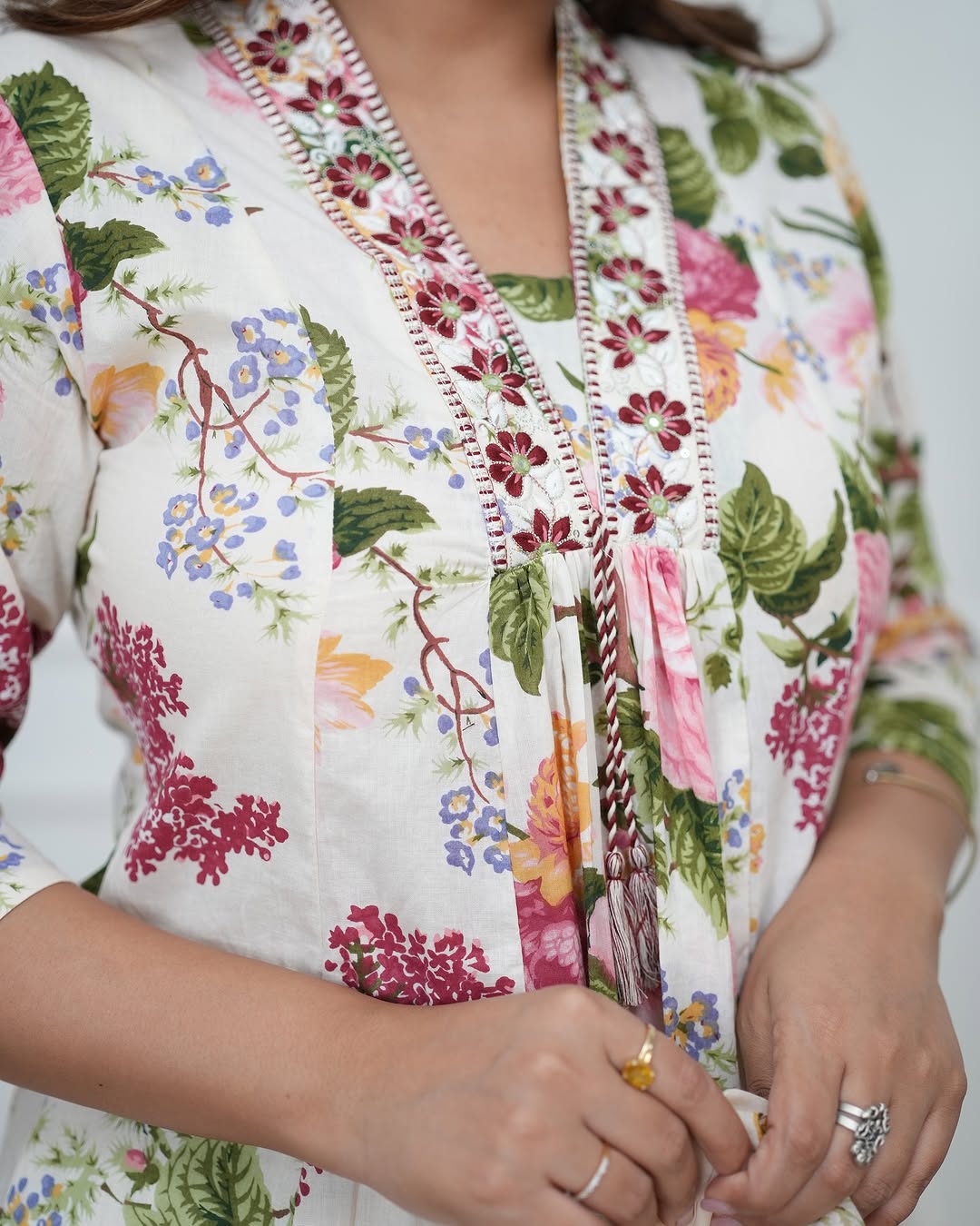 Elegant cotton Anarkali kurti set
