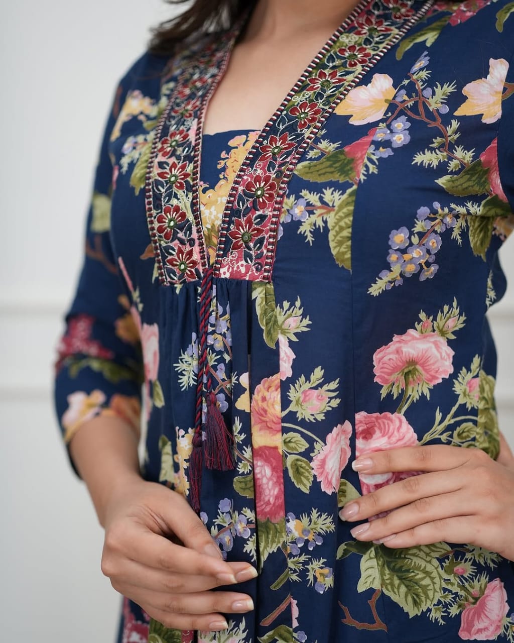Elegant cotton Anarkali kurti set