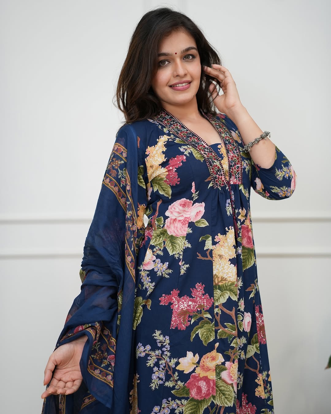 Elegant cotton Anarkali kurti set