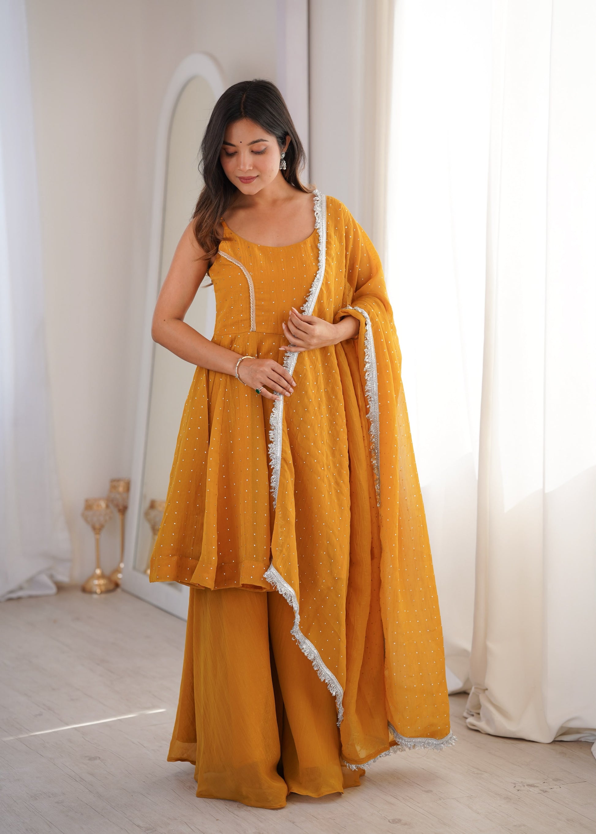 Pink Sharara Suit Set - Back View