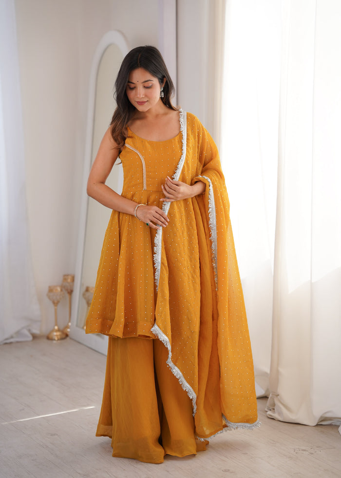 Pink Sharara Suit Set - Back View