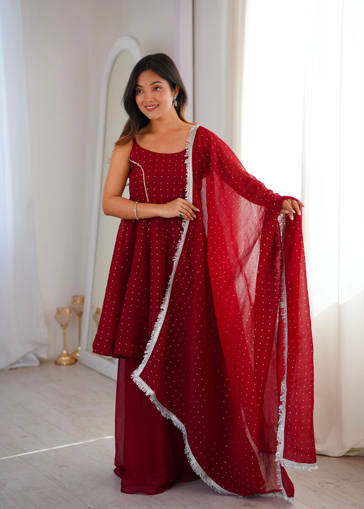 Baby Pink Sharara Suit Set - Front View