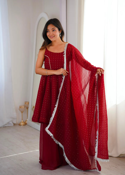 Baby Pink Sharara Suit Set - Front View