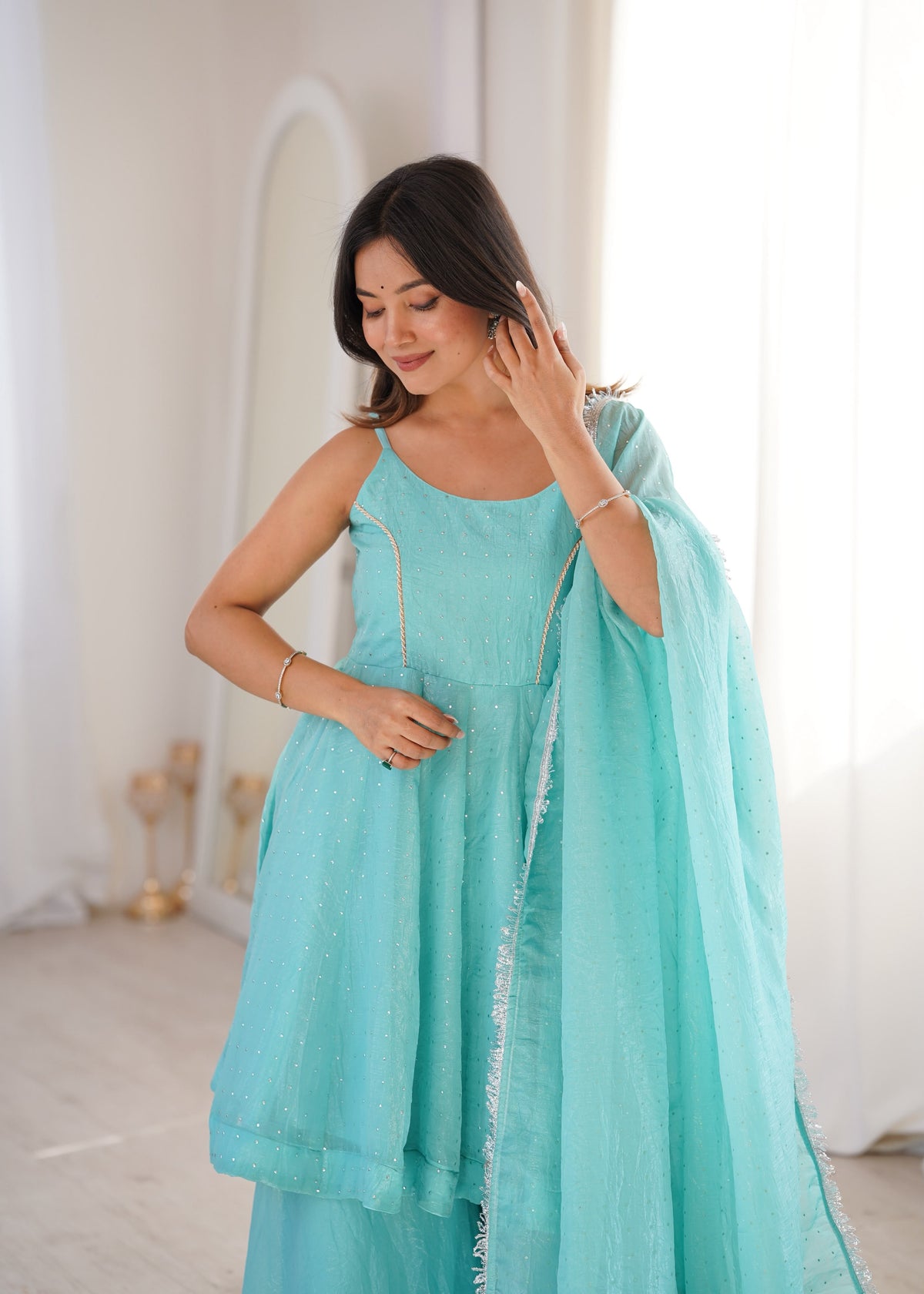 Baby Pink Sharara Suit Set - Side View