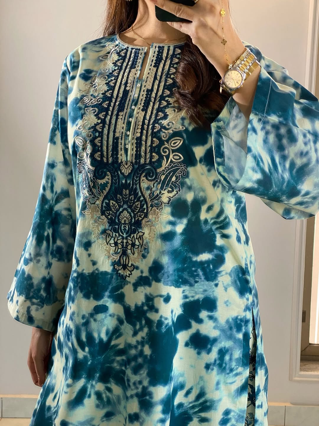 Pure Cotton Taidai Coord Set - Full length side view
