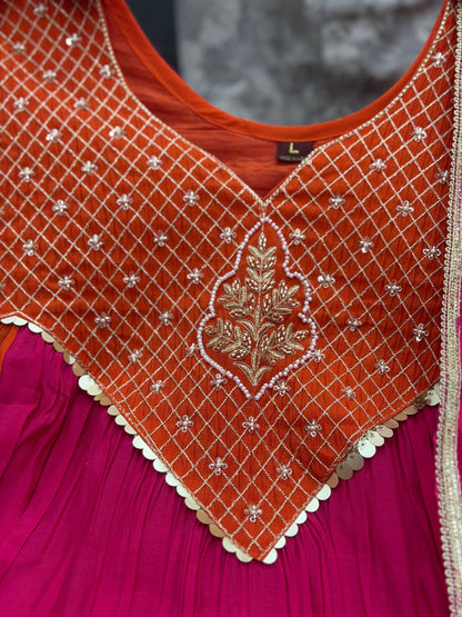 Premium Festive Anarkali Set - Coffee colour full set