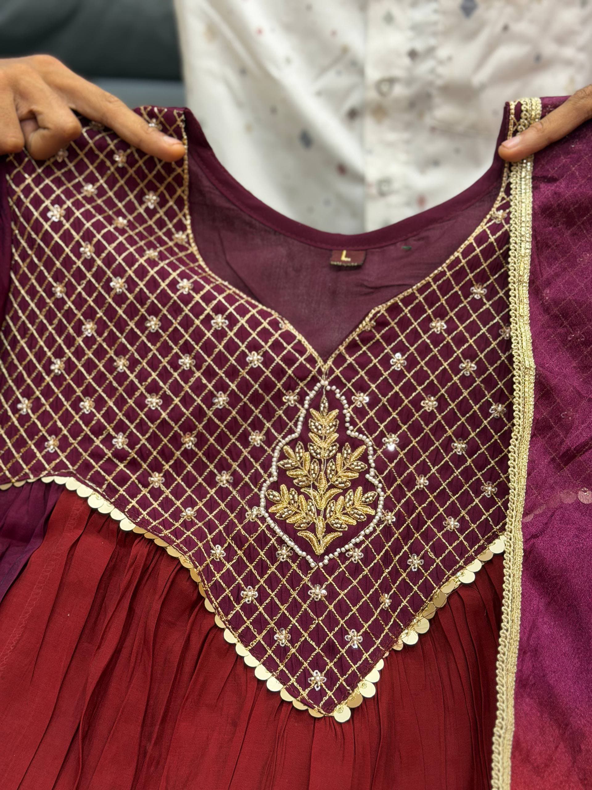 Premium Festive Anarkali Set - Model side view