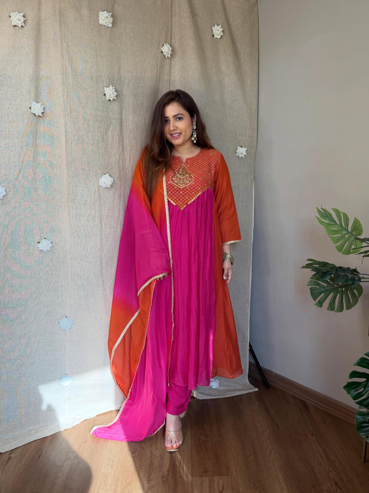 Premium Festive Anarkali Set - Magenta colour detail