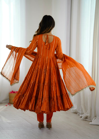 Women's Ethnic Wear Ruffle Anarkali Gown - Multi Colour