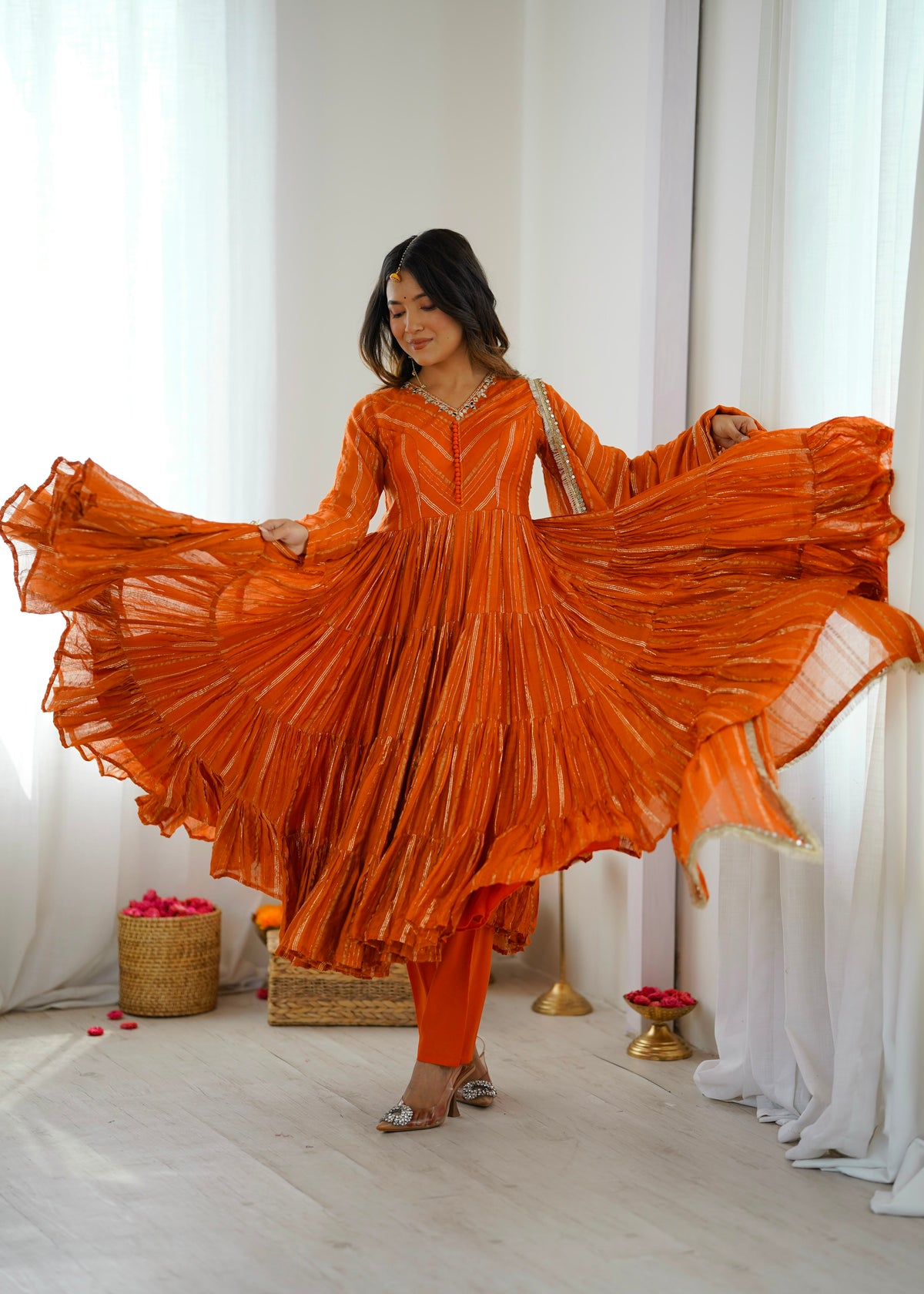 Ruffle Anarkali Gown detail view