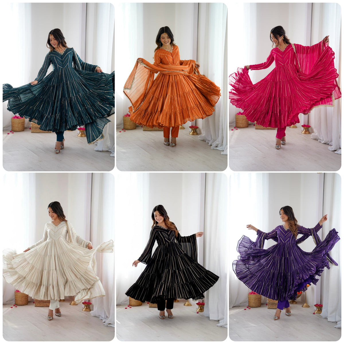 Ruffle Anarkali Gown detail view 2