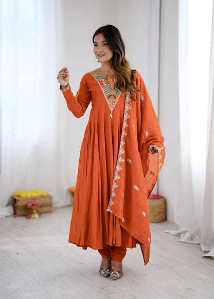 Designer Anarkali Three Piece Set - Flat lay