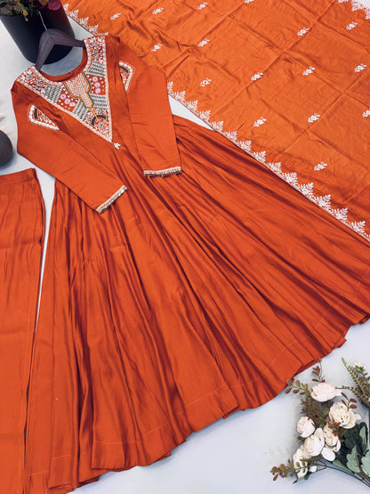 Designer Anarkali Three Piece Set - Model full view