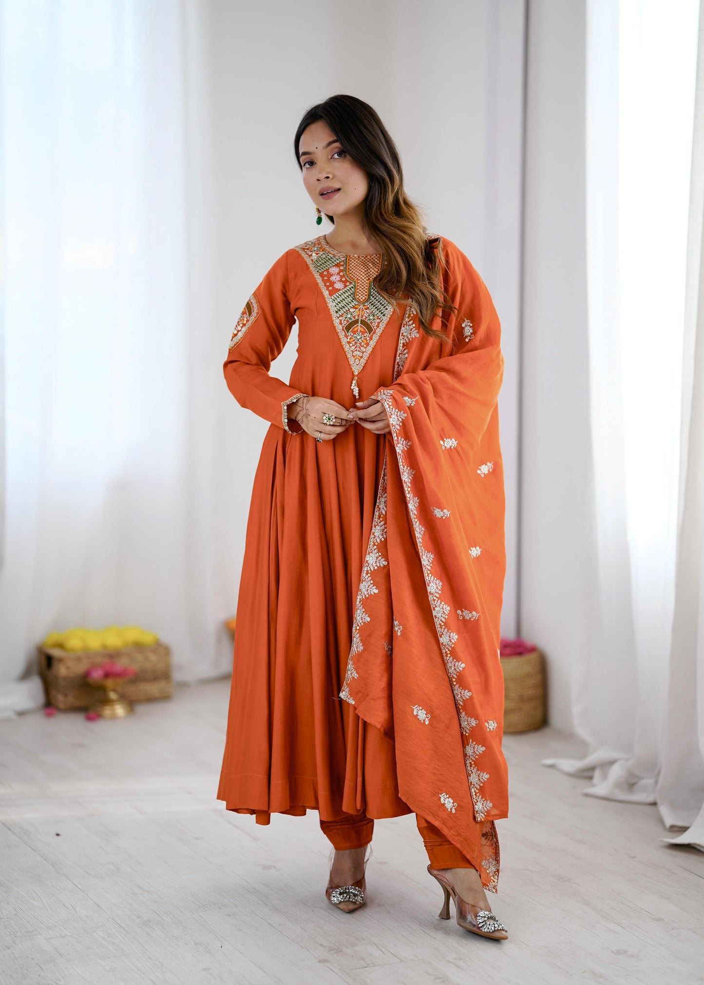 Designer Anarkali Three Piece Set - Flat lay detail