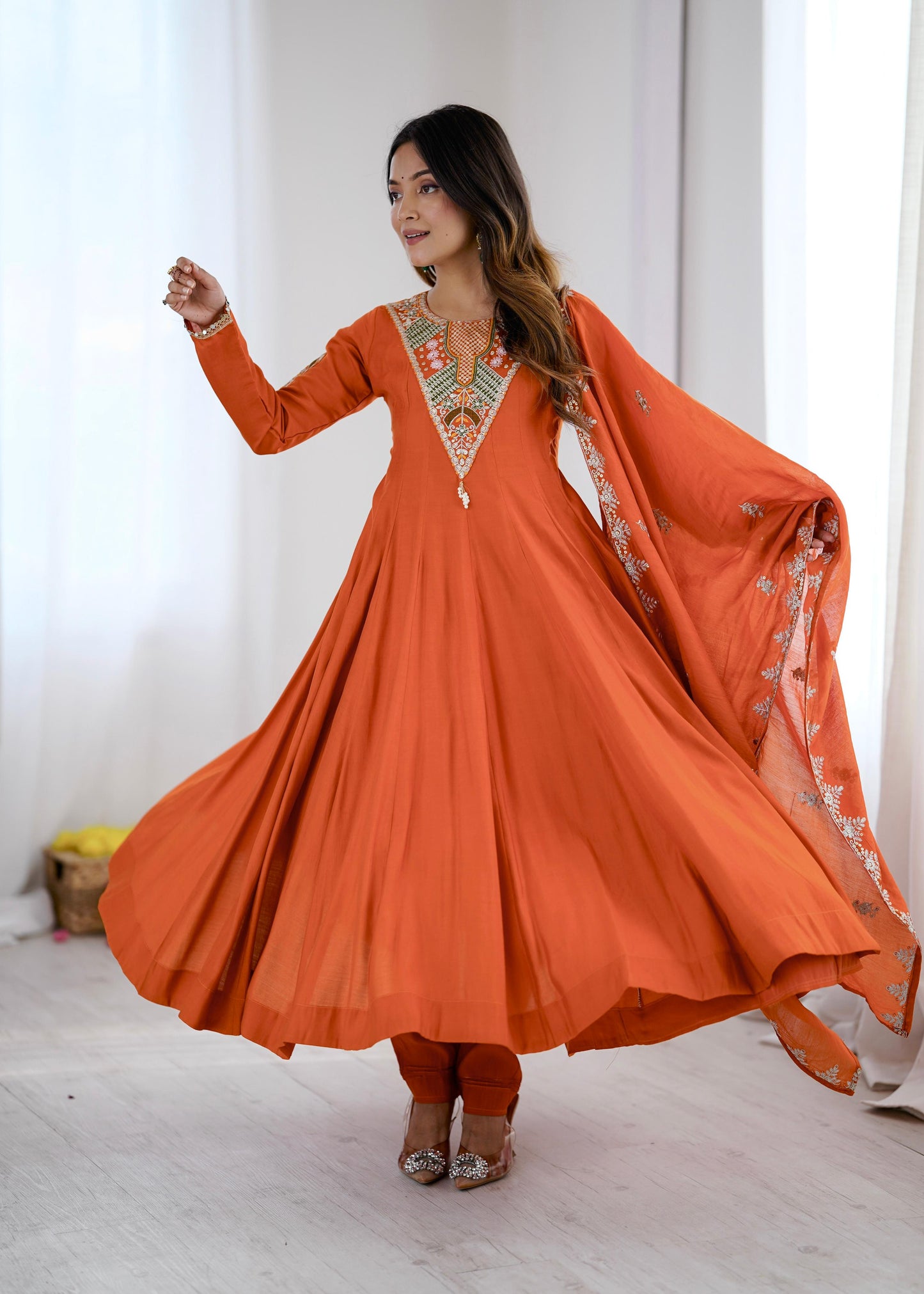 Designer Anarkali Three Piece Set - Model pose