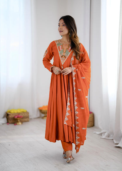 Designer Anarkali Three Piece Set - Model standing