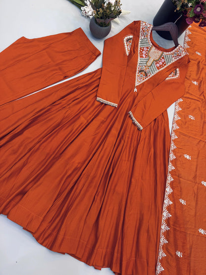 Designer Anarkali Three Piece Set - Model close up detail