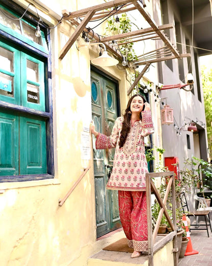 Đěsigner Party Wear Pure Natural Crepe Top & Farshi Palazzo With Dupatta set
