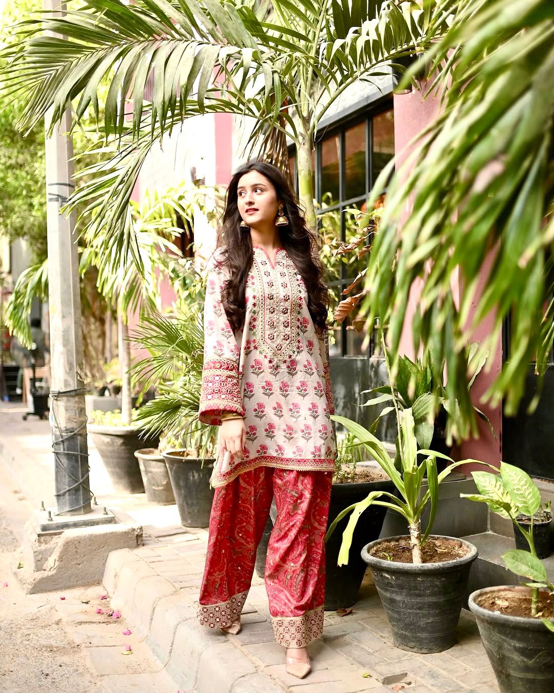 Đěsigner Party Wear Pure Natural Crepe Top & Farshi Palazzo With Dupatta set