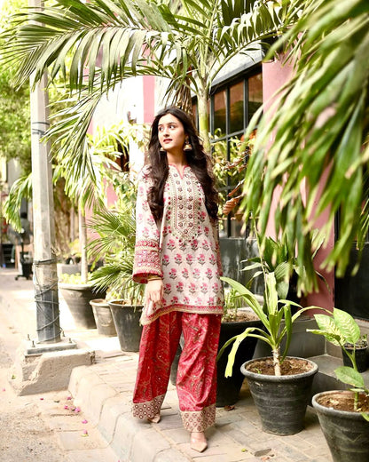 Designer Party Wear Pure Natural Crepe Top & Farshi Palazzo With Dupatta Set