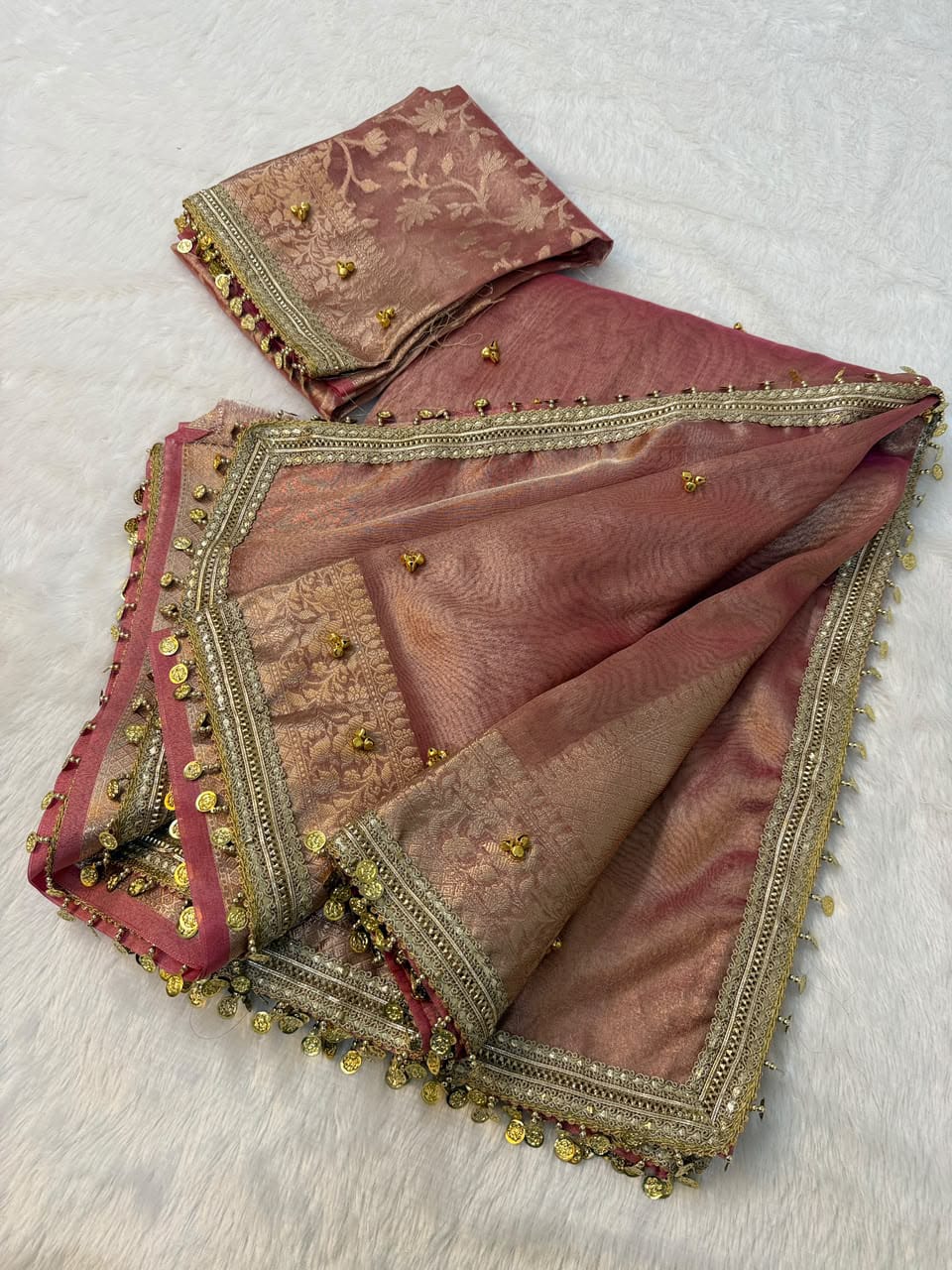 Ghungroo saree with coin lace border  viral ghunghroo saree