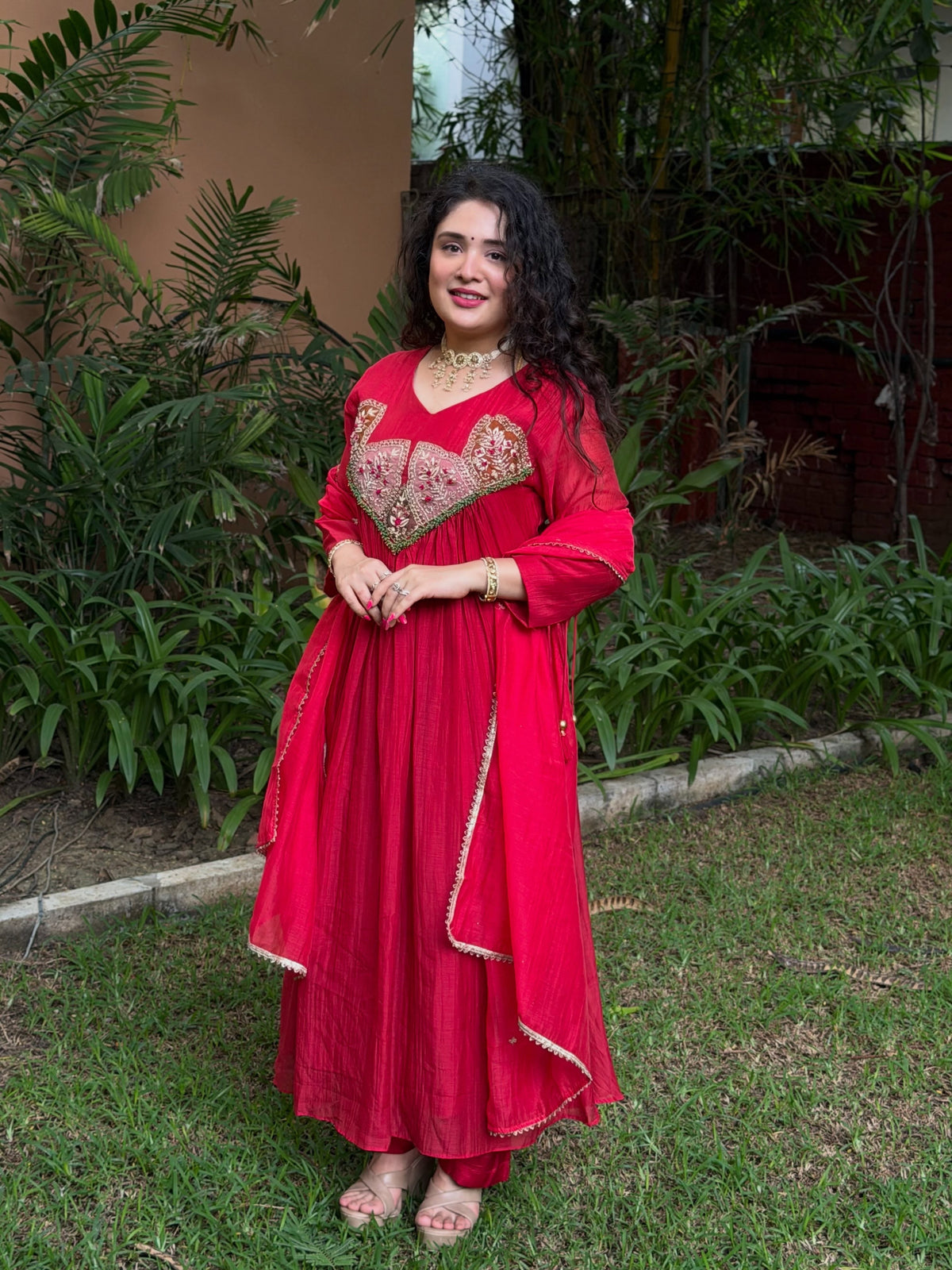 Sequence Embroidered Gown with Pant and Dupatta