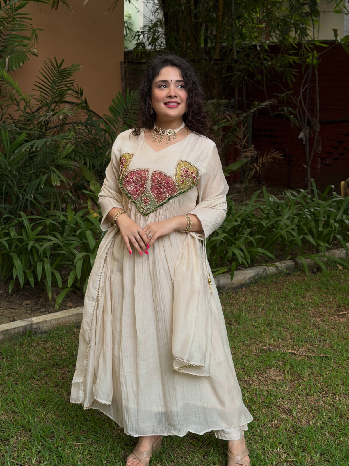 Sequence Embroidered Gown with Pant and Dupatta