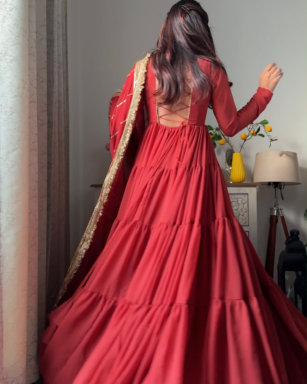 Designer Anarkali Set - Ruffle Faux Georgette with Dupatta (KD-1539)