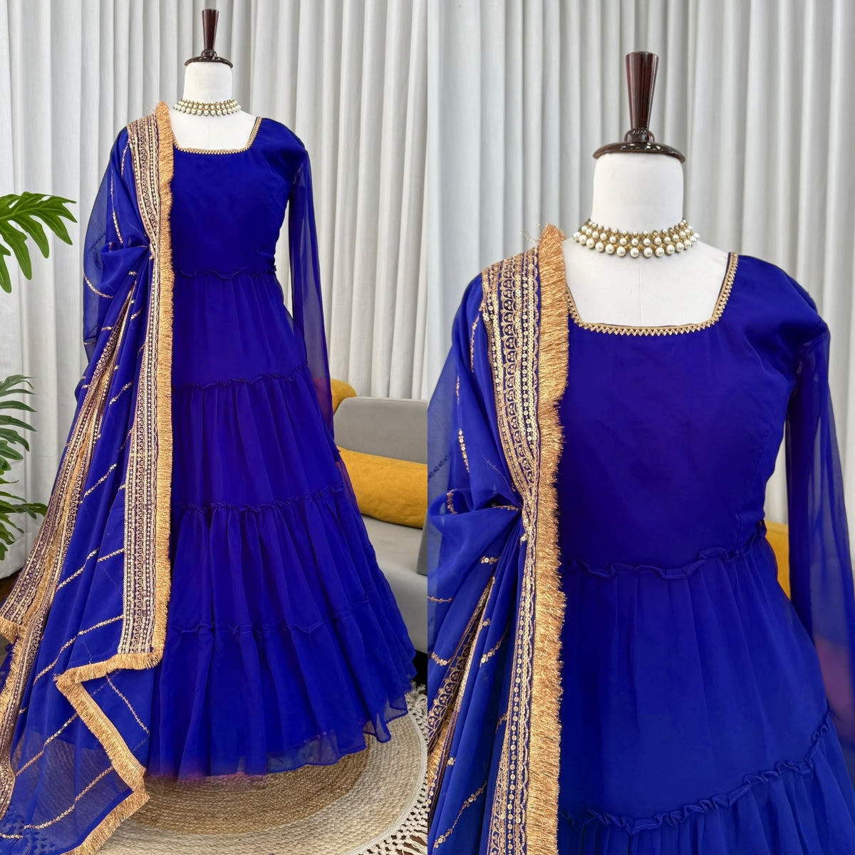 Designer Anarkali Set - Ruffle Faux Georgette with Dupatta (KD-1539)