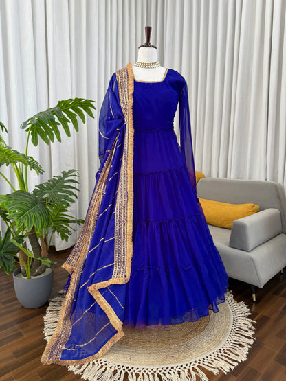 Designer Anarkali Set - Ruffle Faux Georgette with Dupatta (KD-1539)