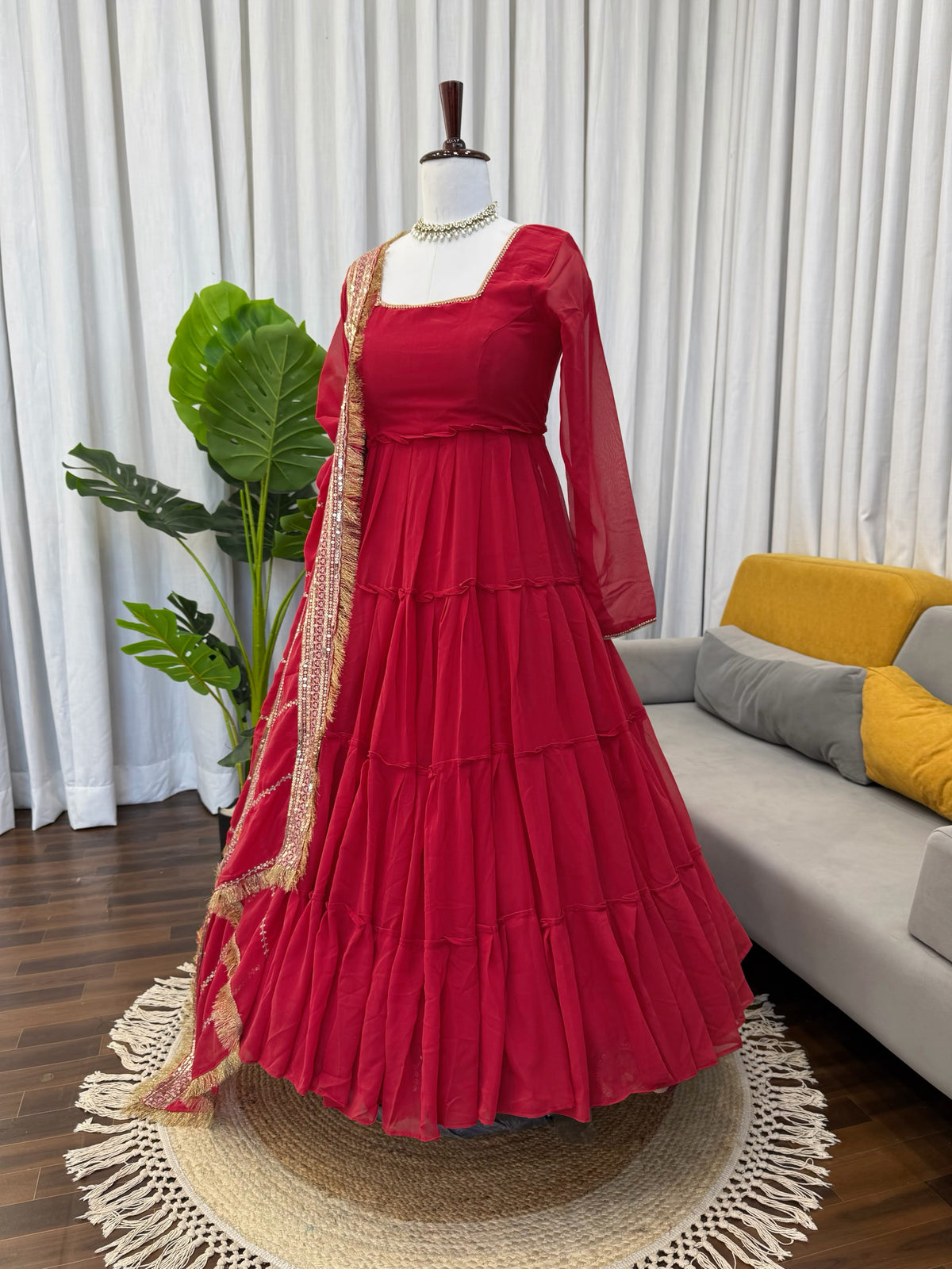 Designer Anarkali Set - Ruffle Faux Georgette with Dupatta (KD-1539)