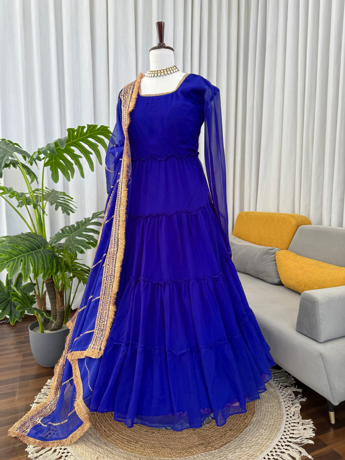 Designer Anarkali Set - Ruffle Faux Georgette with Dupatta (KD-1539)