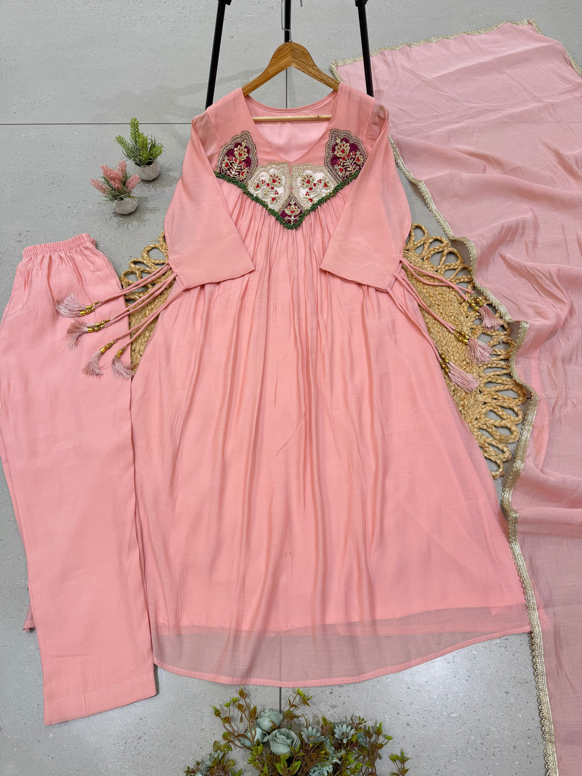 Sequence Embroidered Gown with Pant and Dupatta