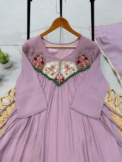 Sequence Embroidered Gown with Pant and Dupatta