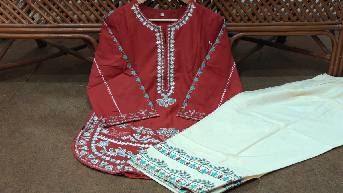 Elegant Cotton Farshi Salwar Set - Rust