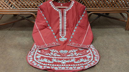 Elegant Cotton Farshi Salwar Set - Rust