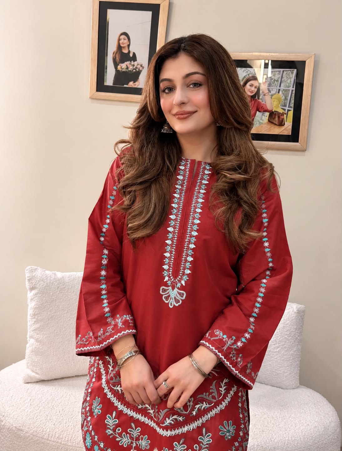 Elegant Cotton Farshi Salwar Set - Rust