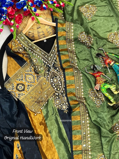 Farshi Salwar 3 Piece Dress – Heavy Crushed Chinon Silk