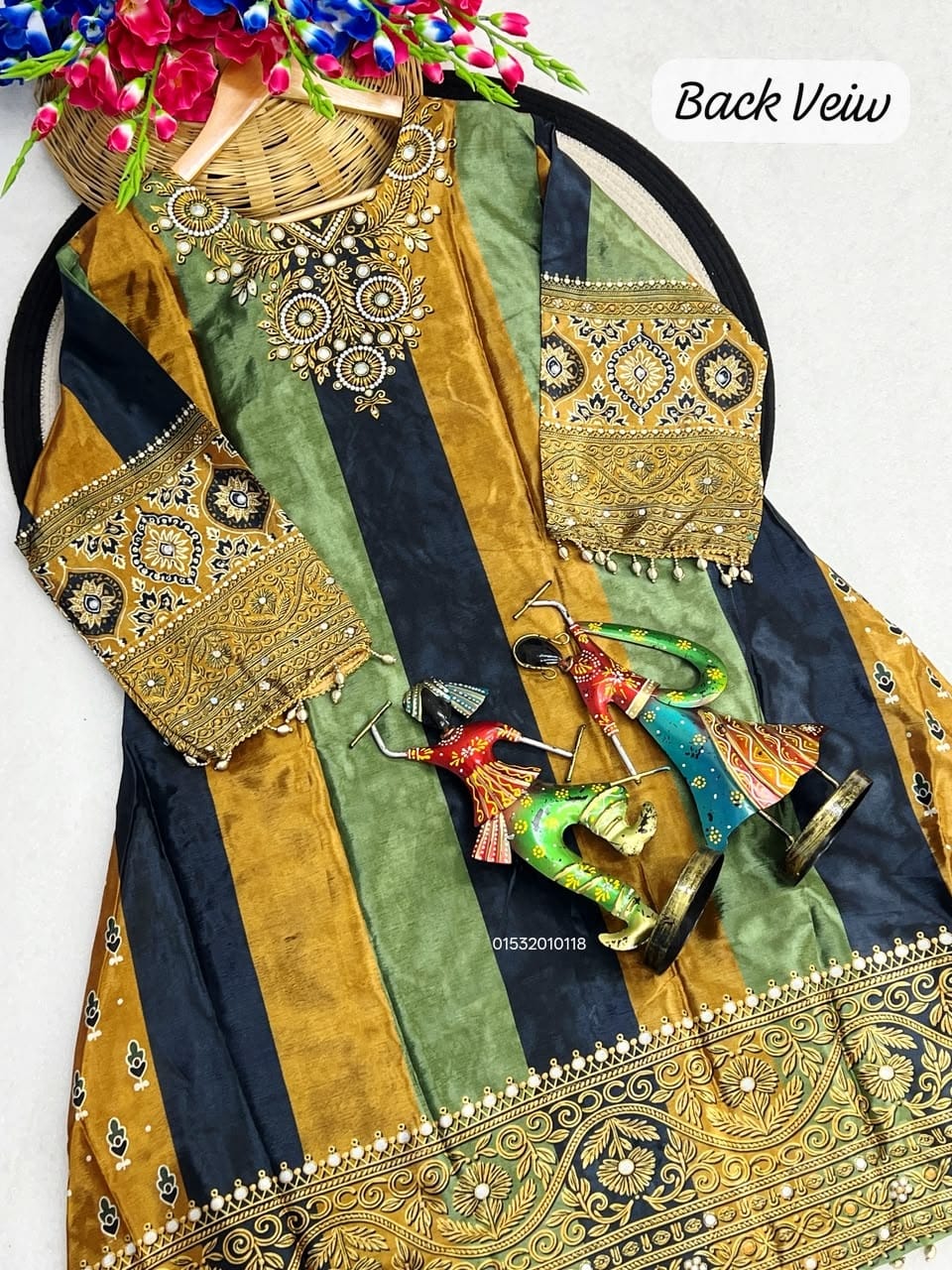 Farshi Salwar 3 Piece Dress – Heavy Crushed Chinon Silk