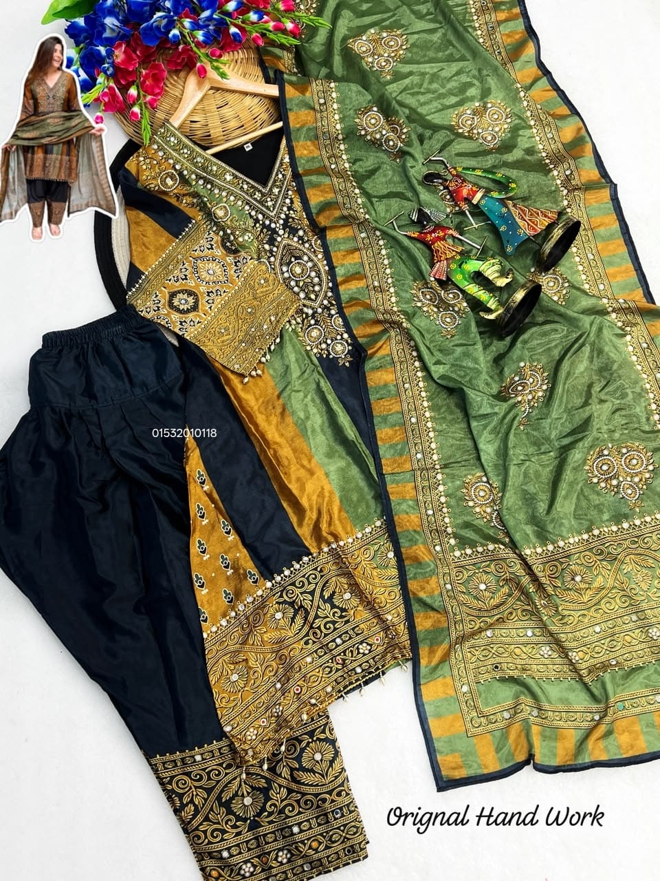 Farshi Salwar 3 Piece Dress – Heavy Crushed Chinon Silk