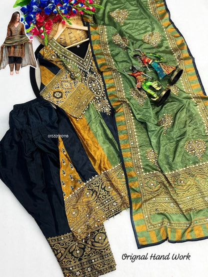 Farshi Salwar 3 Piece Dress – Heavy Crushed Chinon Silk
