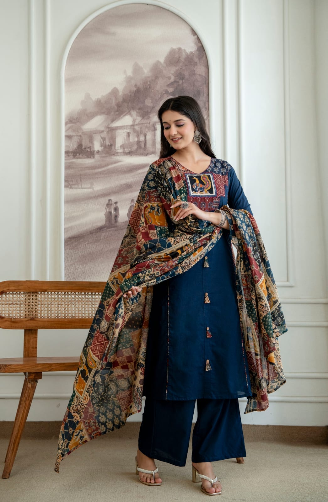 💫Easy Breezy Summer Cotton Kurta pent and Dupatta Sets*