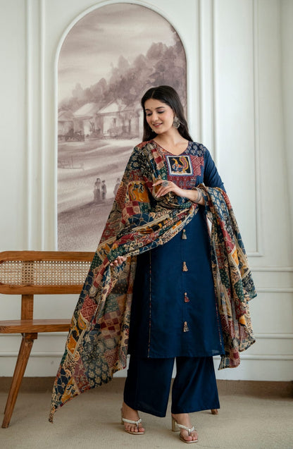 💫Easy Breezy Summer Cotton Kurta pent and Dupatta Sets*