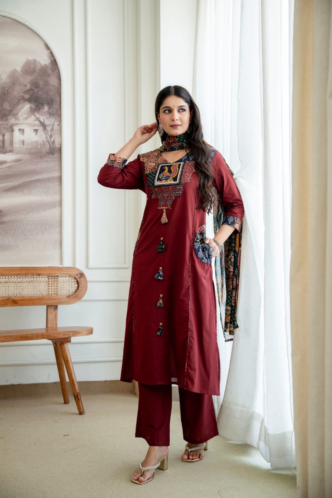 💫Easy Breezy Summer Cotton Kurta pent and Dupatta Sets*