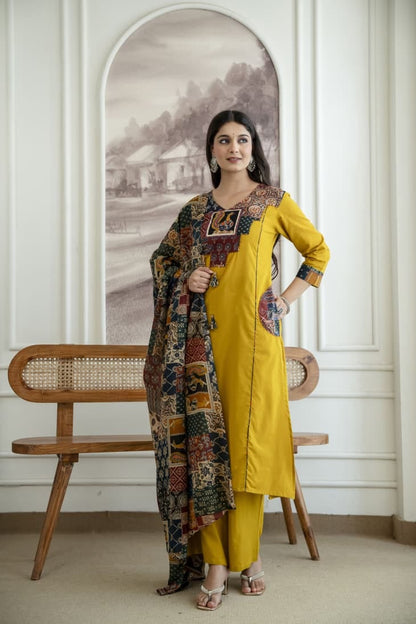 💫Easy Breezy Summer Cotton Kurta pent and Dupatta Sets*